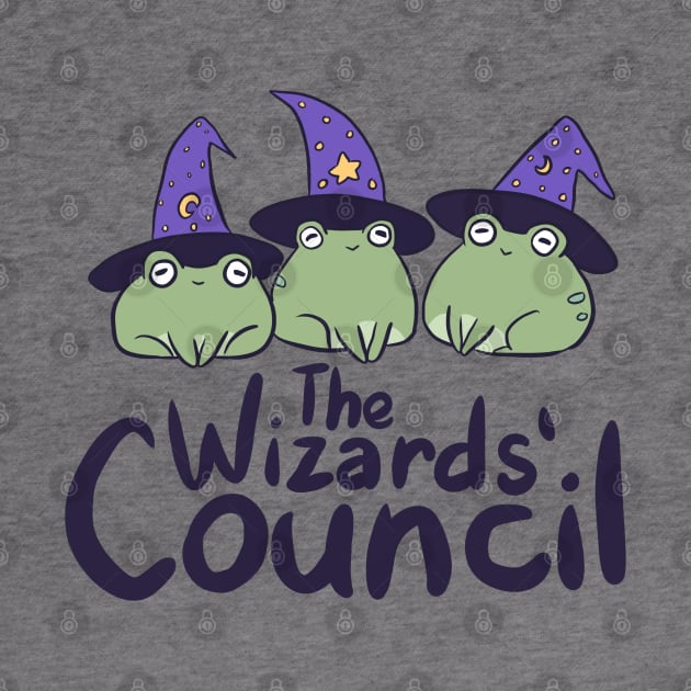 The wizards council a cute wizard frogs wearing a magic hats by Yarafantasyart